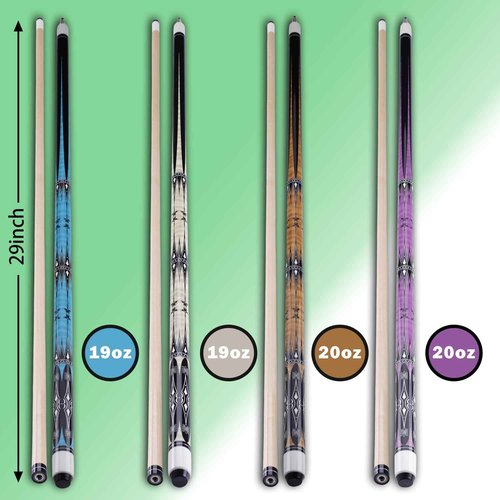 Sinsilvie 13mm 58 Inch 19 20 oz Billiard Pool Cue Stick, 1/2 Maple Billiard Pool Stick, House Bar Pool Table Sticks for Men (Set of 4)