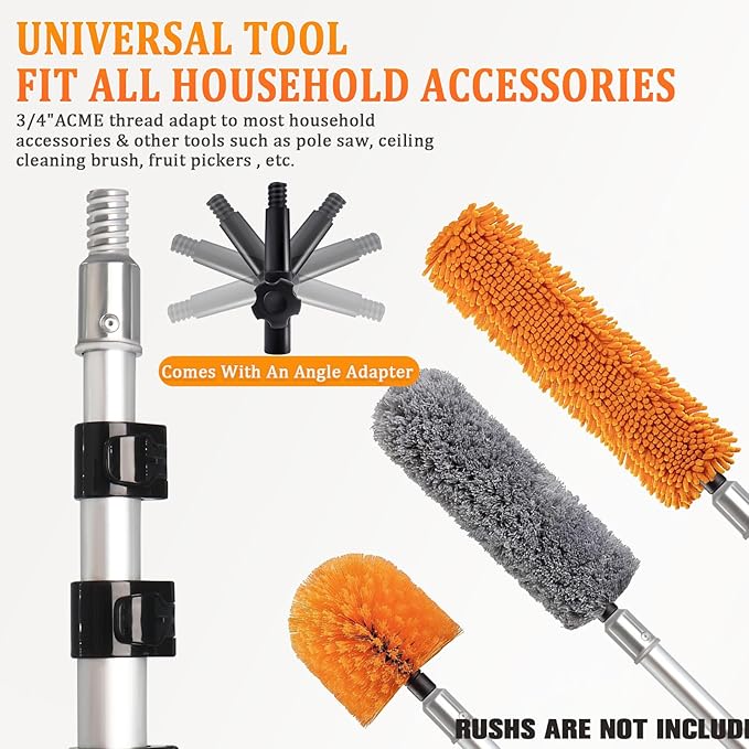 28FT Reach Telescopic Extension Pole, 5-20FT Multi-Purpose Extendable Pole with Universal Twist-on Metal Tip, Lightweight Sturdy Aluminum Paint Roller Extension Pole for Painting, Dusting and Cleaning
