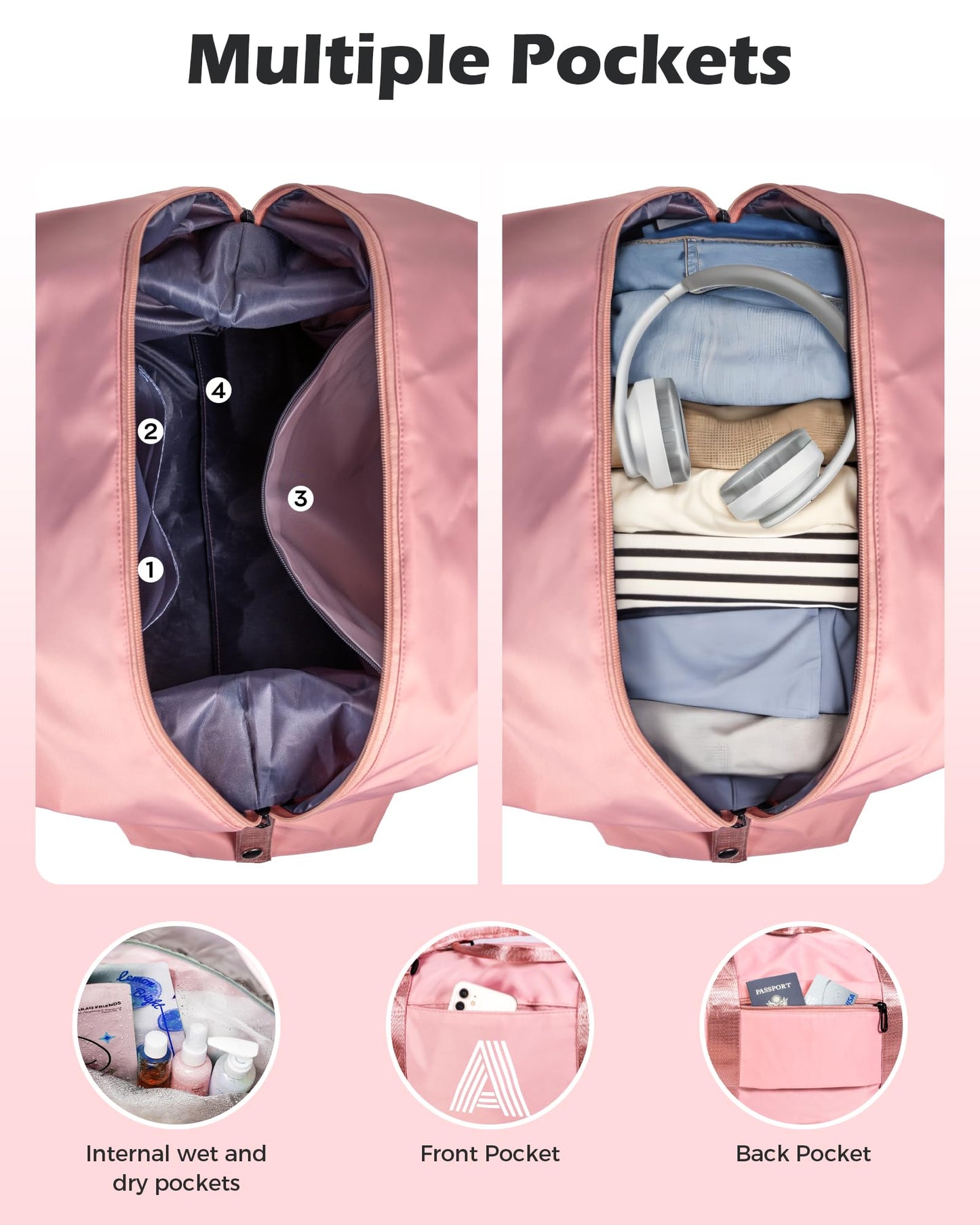 Vogewood Birthday Gifts for Girl 5 6 7 8 9 10 11 12 13 14 15 16 Year Old, Granddaughter Gift, Travel Duffel Bag, Personalized Kids Weekender Bag, Presents for Teenage Daughter Gift (Letter K)