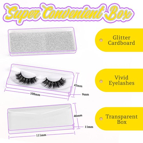Wholesale Lashes, 3D Faux Mink Eyelash Bulk, 18mm Handmade Reusable Eye Lash, 5 Styles Dramatic Fluffy False Lash with Glitter Portable Packing (Fluffy 5 styles-100 pairs)