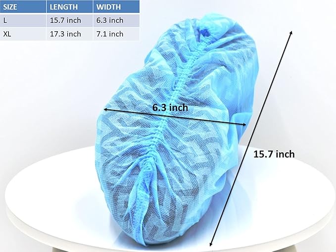 G & F Products Disposable Shoe Covers, Slip-Resistant Booties, Heavy-Duty, Waterproof, Elastic Band, Non-Slip Silicone Sole, Reusable, Protects Floors, Blue, 11 Us Men & 13 Us Women, X-L 100 Pieces