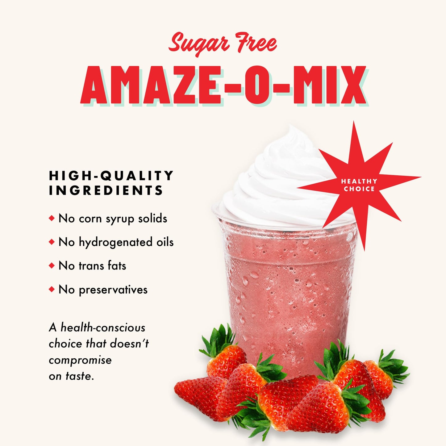Gosh That’s Good! Sugar-Free Amaze-O-Mix Blender Base 2 lb – Vanilla Flavored, Low-Calorie, Low-Carb, Lactose-Free Smoothie & Frappe Powder for Coffee Shops, Iced Blends & Custom Drink Recipes