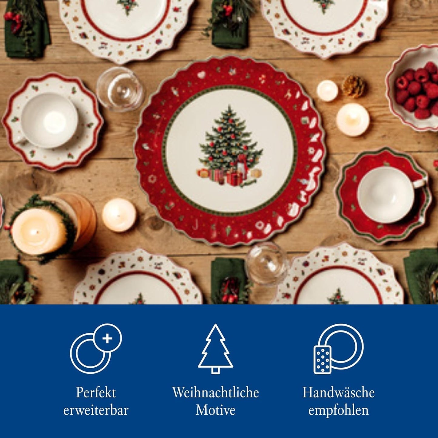 Villeroy & Boch Toy's Delight Breakfast for 2, Premium Porcelain, Red and White, Set of 6 pieces