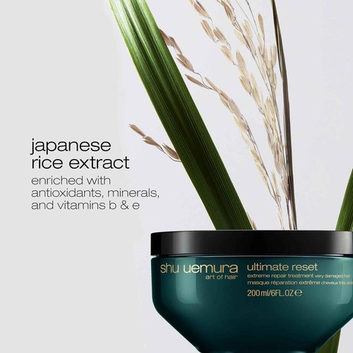 shu uemura art of hair ultimate reset extreme repair mask - formulated with japanese rice extract to reduce split ends and breakage, deeply conditions and nourishes very damaged hair, 6 fl oz