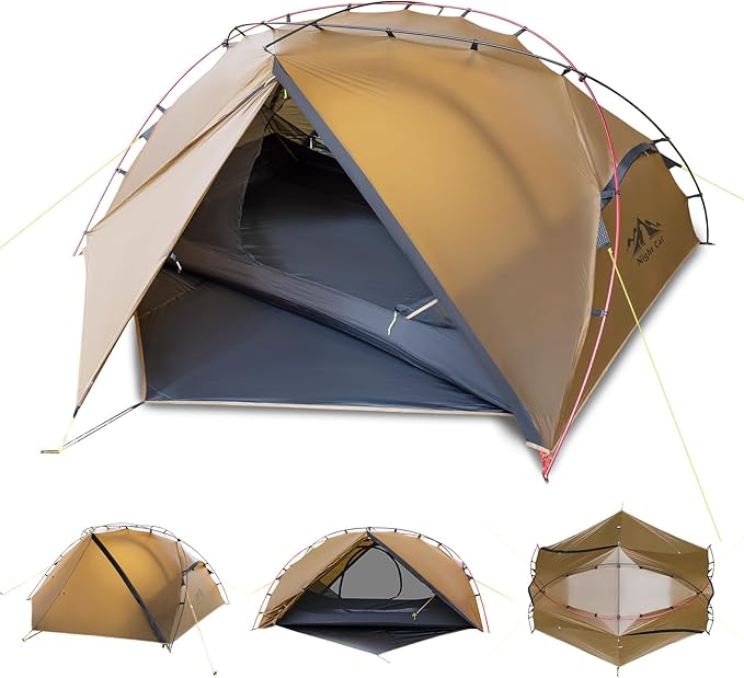 Night Cat Ultralight Backpacking Tent: Waterproof Lightweight Two People Camping Tent for Outdoor Hiking Trekking with Dou...