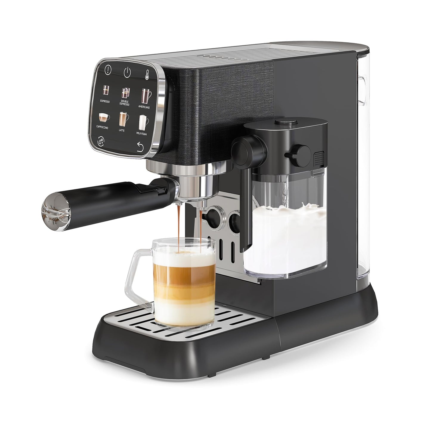 Garvee Espresso Machine Compact, 20 Bar Professional Espresso Machine with Milk Frother and Touchscreen, Espresso Coffee Machines with Adjustable Temperature,for Cappuccino, Latte
