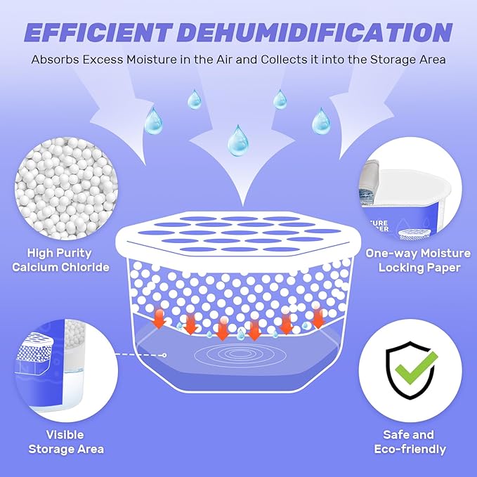 CLEVAST Moisture Absorber Boxes 6 Pack, 10 Oz Dehumidifier for Closet & Bathroom, Humidity Absorber for Wardrobe, Bedroom, RV & Car, Fragrance-Free Moisture Control