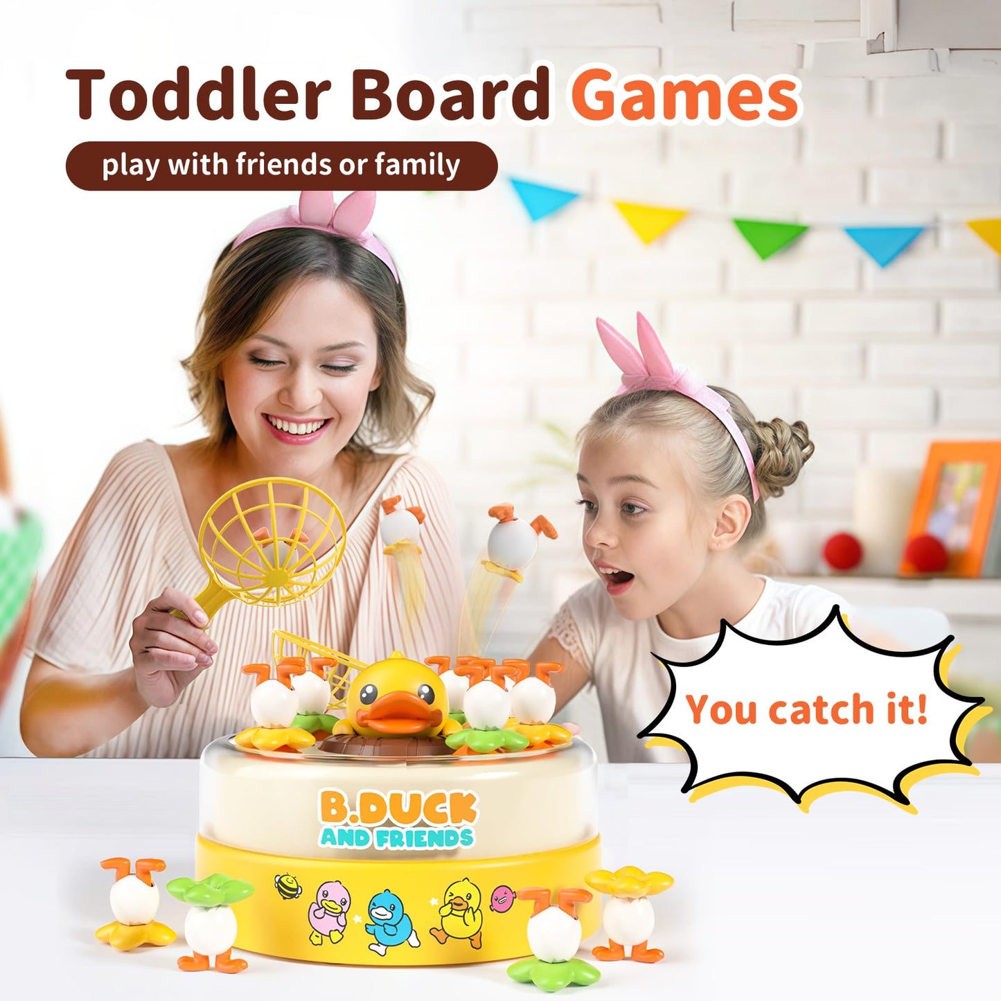 BLF FUN B.Duck Games for Kids Age 4-6, Board Games Bounce and Catch Duck Toys for Kids 4-8, Family Board Games for 5-7 Boys Girls, Birthday Gifts Christmas Party Games for Toddlers 3-5