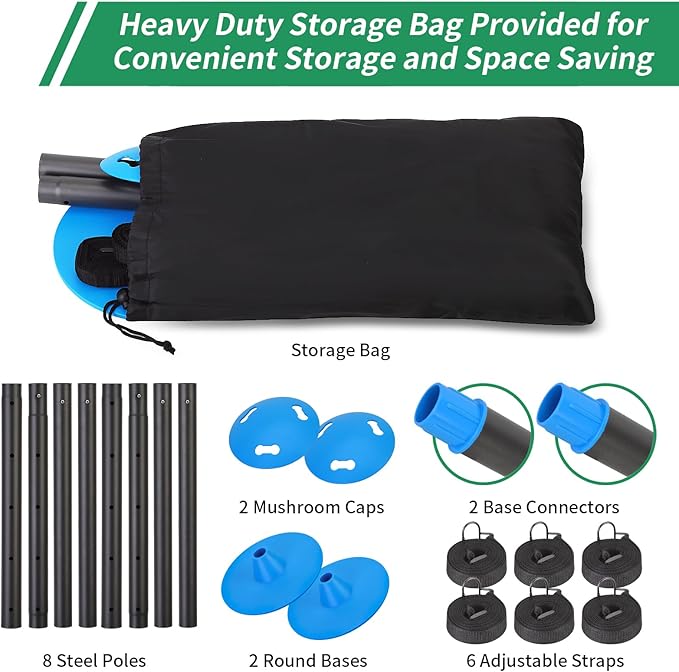 Nukugula Windproof Boat Cover Support Pole System 2 Pcs with 8 Adjustable Heights Telescoping Steel Furniture Cover Support Poles 18"-57" with Straps Storage Bag
