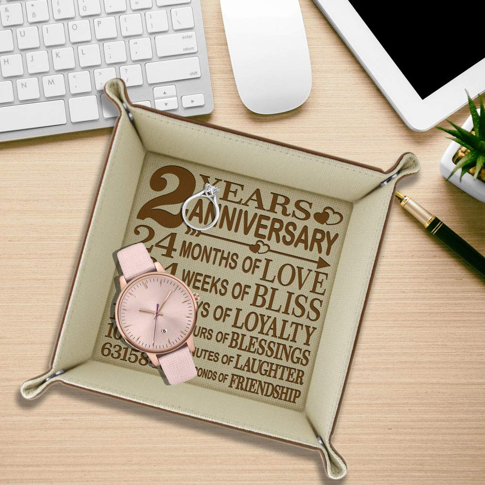 2 Years Anniversary Traditional Cotton Gift, 2nd Wedding Anniversary, Engraved Cotton Organization Jewelry Tray