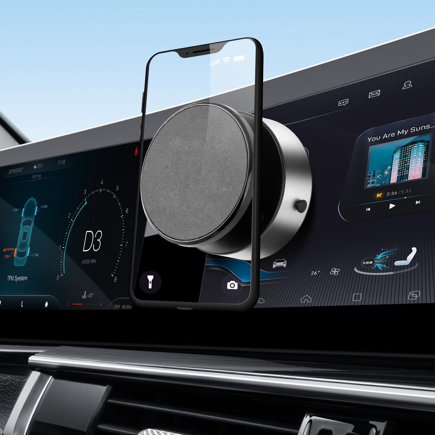 Muuto For Magsafe Car Mount, 360 Rotating Car Magnetic Phone Holder, Strong Adsorption Car Holder Windshield Dashboard Universal