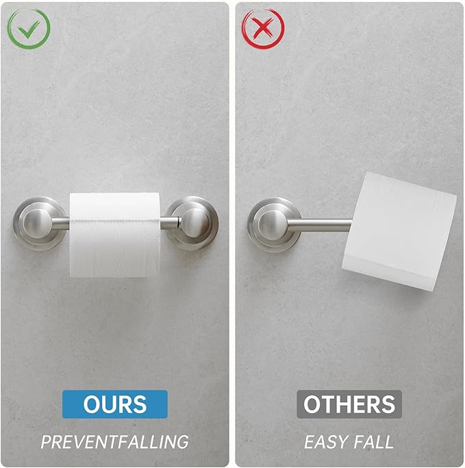 RUMOSE Toilet Paper Roll Holder Bathroom Flexible Pivoting Tissue Handle on Wall Mounted Brushed Nickel Rustproof Toilet Tissue Roll Holder,Stainless Steel