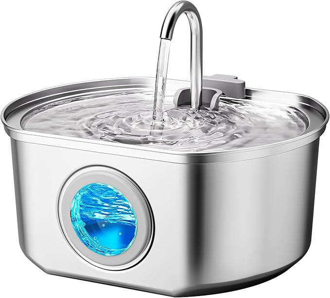 Cat Water Fountain Stainless Steel: 108oz/3.2L Cat Fountain for Drinking- Pet Water Fountain Inside - Automatic Dog Wateri...