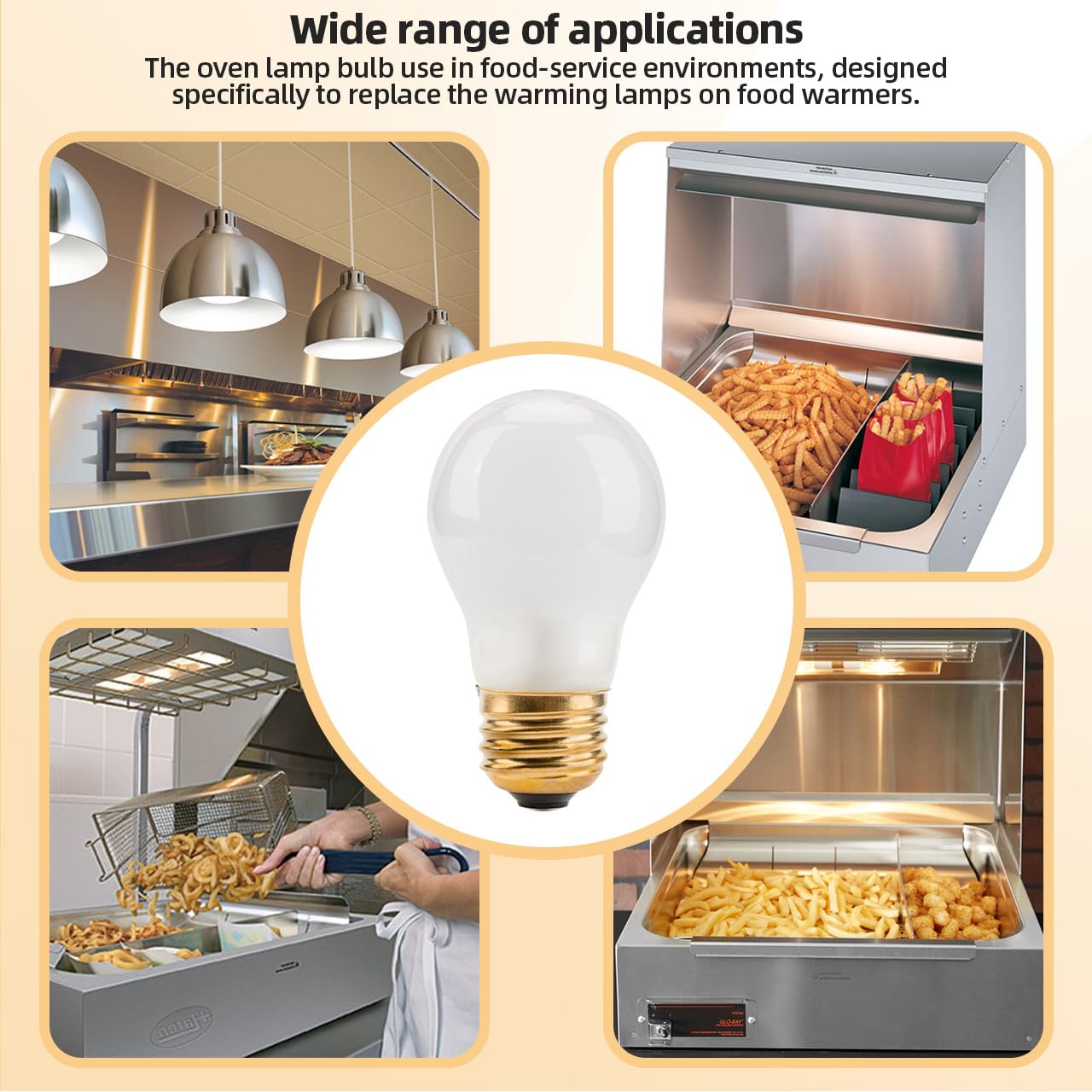 GRONGU 02.30.265.00 40 Watt Light Bulb Compatible with Hatco Heat Lamp Bulb, 120V E26 Oven Light Bulb 40W High Temp, 8 Packs