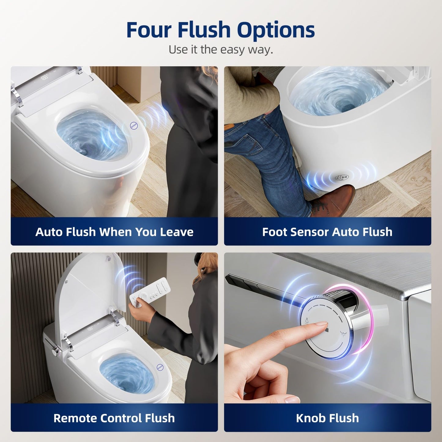 RekeSmt Smart Toilet with Bidet Built in - Electric Bidet Toilet with UV-C Light, Foot Sensor Operation, Auto Flush, Heated Seat, Instant Warm Water, Air Dryer, 1.06 GPF One-Piece Toilet