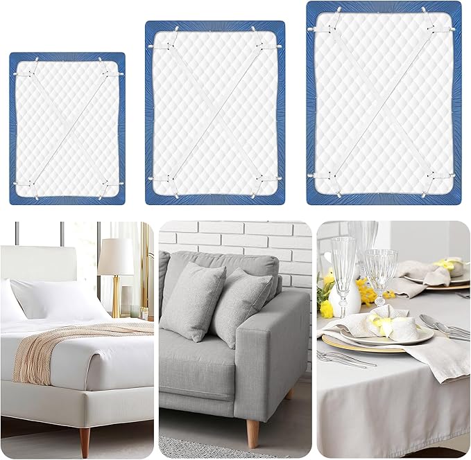 CHRORINE Bed Sheet Holder Straps Adjustable Sheet Fasteners Clips Keep Bedding Stays in Place, 6 Pcs/Set, White