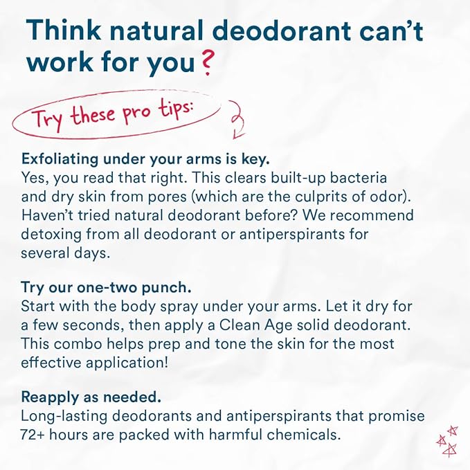 Aluminum Free Deodorant & Body Spray for Whole Body - Cedar 4oz (2 Pack) Clean Deodorant and Body Spray for Teen Boys and Girls - With AHA For Body Acne - Body Spray for Teens Formula
