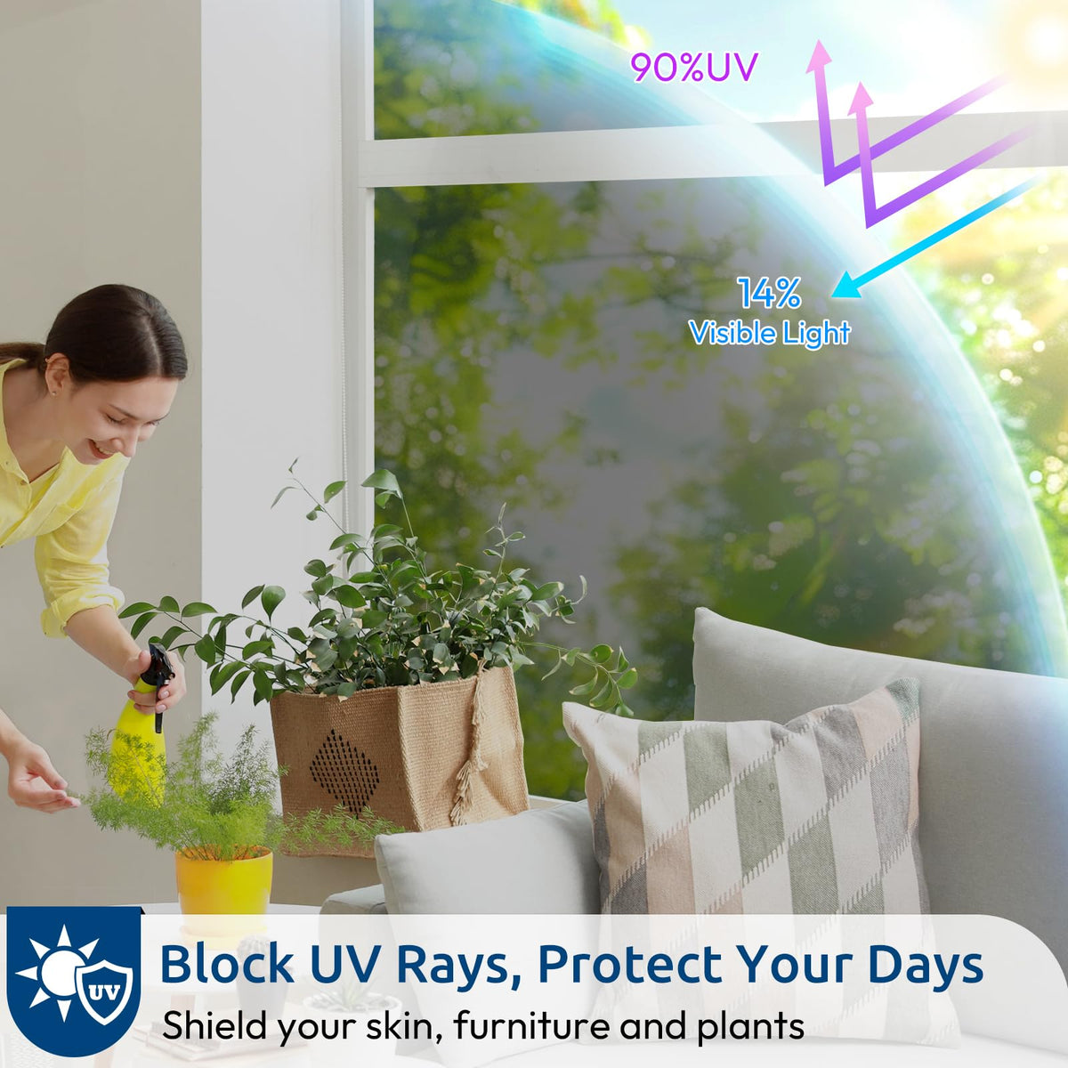 rabbitgoo Window Privacy Film One Way Window Tint for Home, Removable Reflective Heat Sun Blocking Anti UV Glass Door Covering, Mirror Tinting Film House Office, 17.5 in X 6.5 Feet, Black Silver
