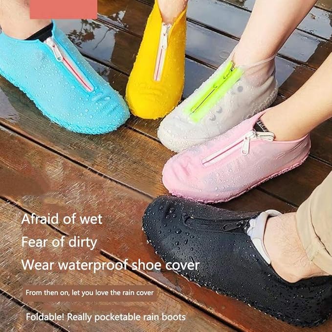 Waterproof Shoe Covers, Silicone Reusable Shoe Cover Non-slip Durable Zipper Elastic Rain Cover Protection for Men Women (XL (Women 11-13, Men 9.5-13), Pink)