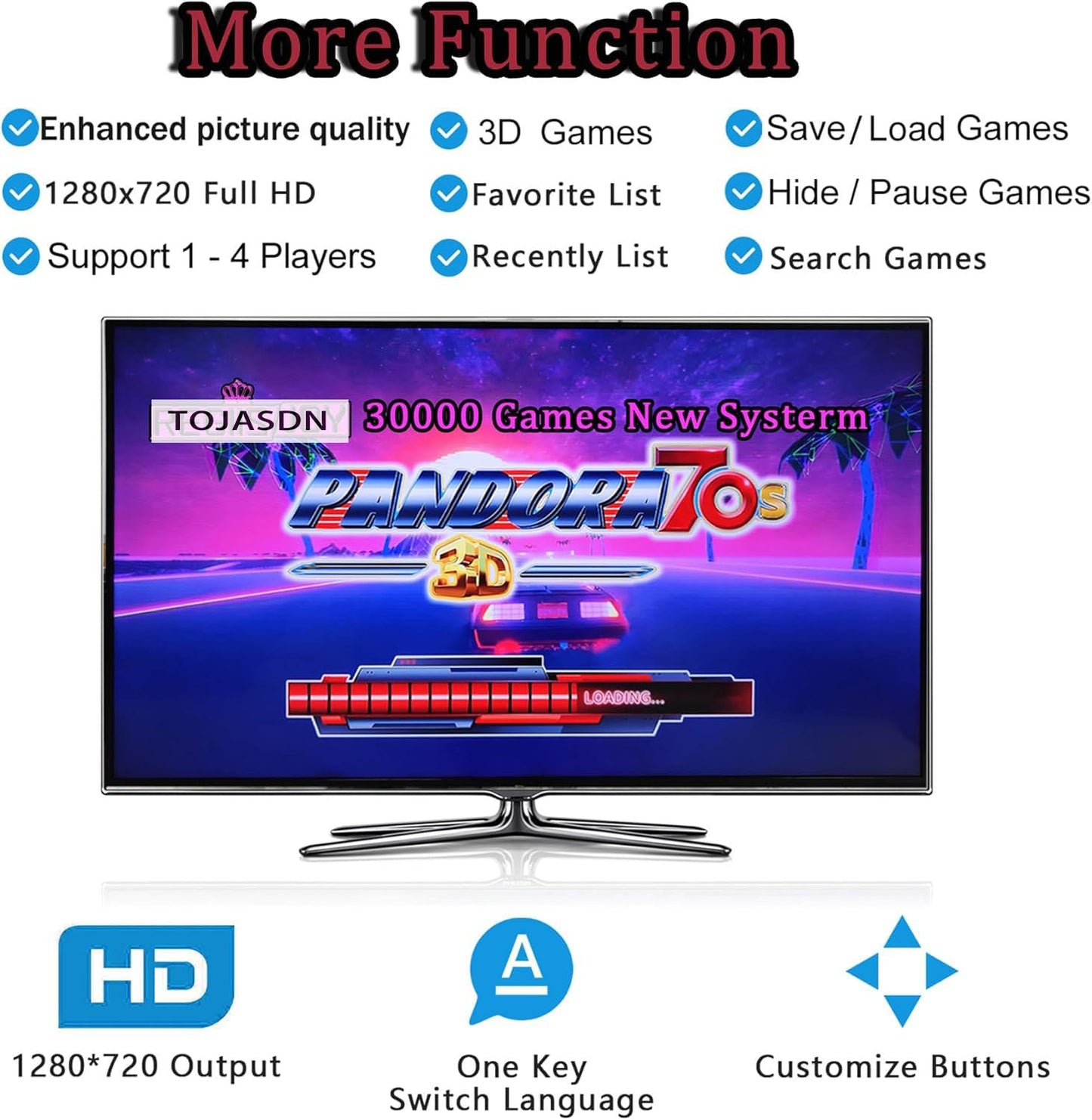 TOJASDN 30000 in 1 Portable Arcade Game Console 17.5-inch HD Screen Dual Players Pandoras Box 80S,Retro Video Game Machine Search/Hide/Save/Load/Pause Games