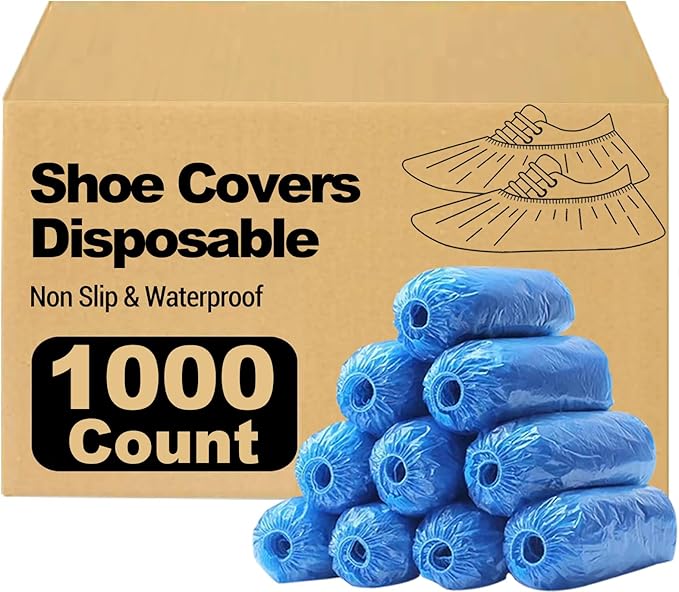 1000 Pieces(500 Pairs) Shoe Covers Disposable, Waterproof,Non-Slip for Various Occasions,fits up to US Men's 12 & Women's 13 Size,Durable Booties Boot Covers for Indoors & Outdoor.