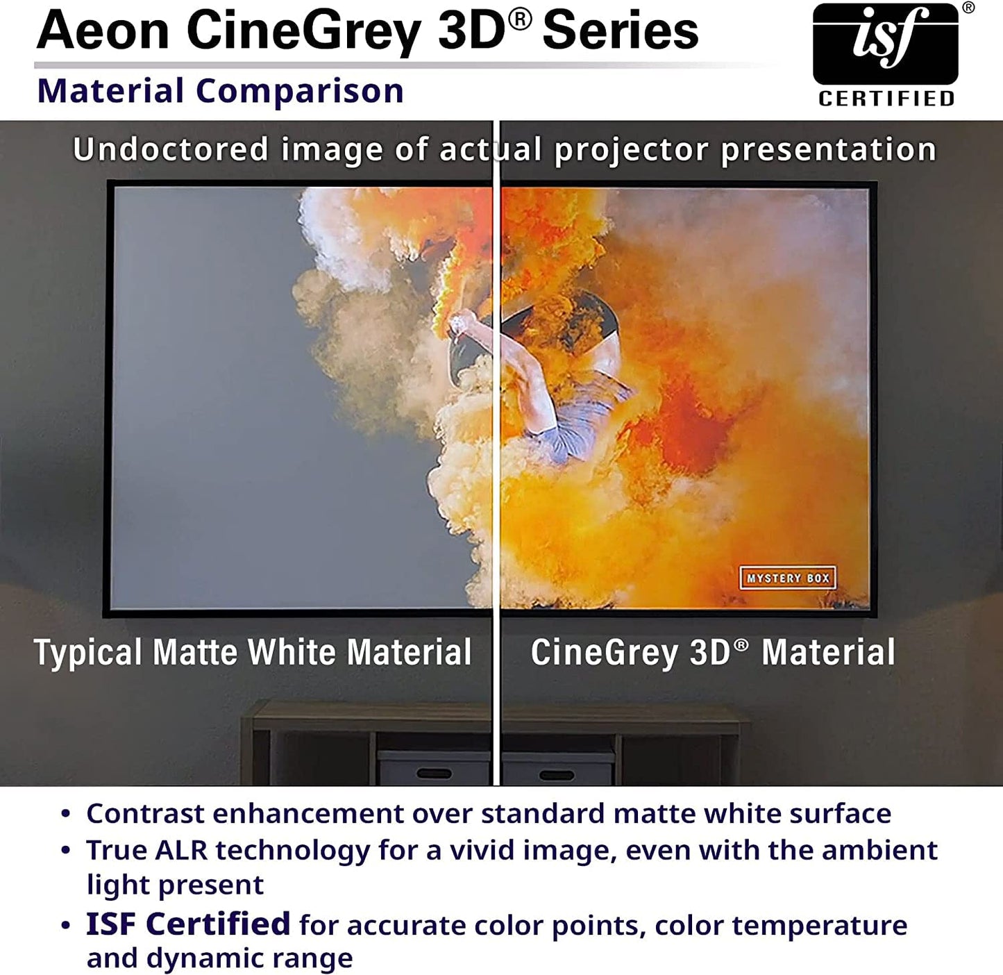 Elite Screens Aeon CineGrey 3D, 100" Fixed Frame CLR/ALR Projector Screen 16:9, Standard Throw Projection, Edge Free Ceiling & Ambient Light Rejecting, Wall-Mounted, for Movie Home Theater, AR100DHD3