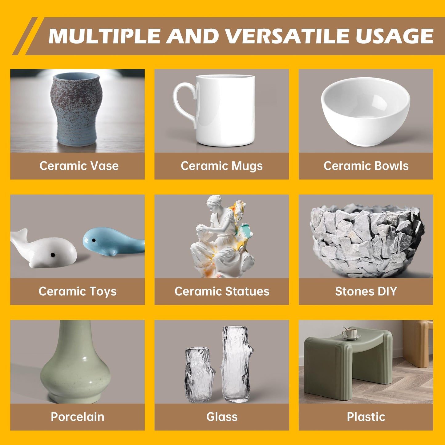 Ceramic Super Glue Liquid, Clear Instant Cyanoacrylate Adhesives for Ceramic Repair Food Safe, All Purpose CA Glue for Shoe Plastic Leather Glass Model Metal Wood Pottery Porcelain Mugs Clay Dishes