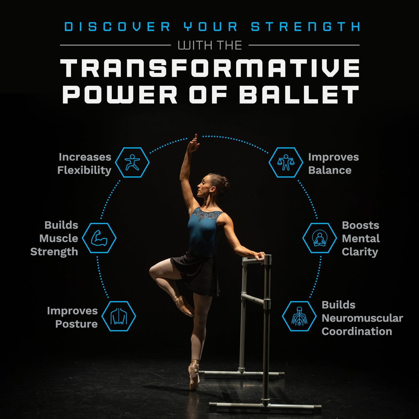 VITA Barre Portable Freestanding Double Ballet Barre, Extreme, 7 Ft Bars, Purple, Steel | Fixed Height, Made in USA, Home or Gym Exercise Equipment for Kids & Adults | Dance, Fitness, Pilates