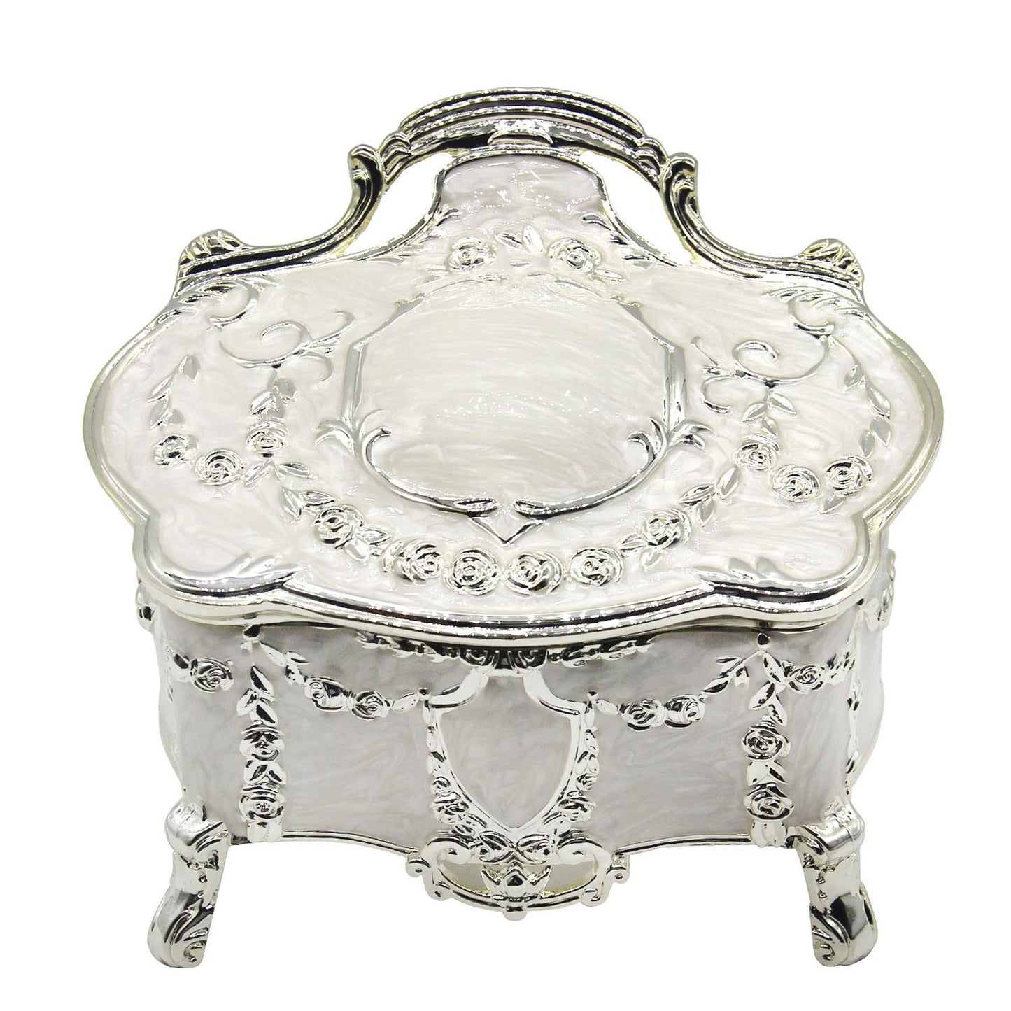 AVESON Luxury Vintage Metal Alloy Jewelry Box Ring Trinket Case Christmas Birthday Gift, Large