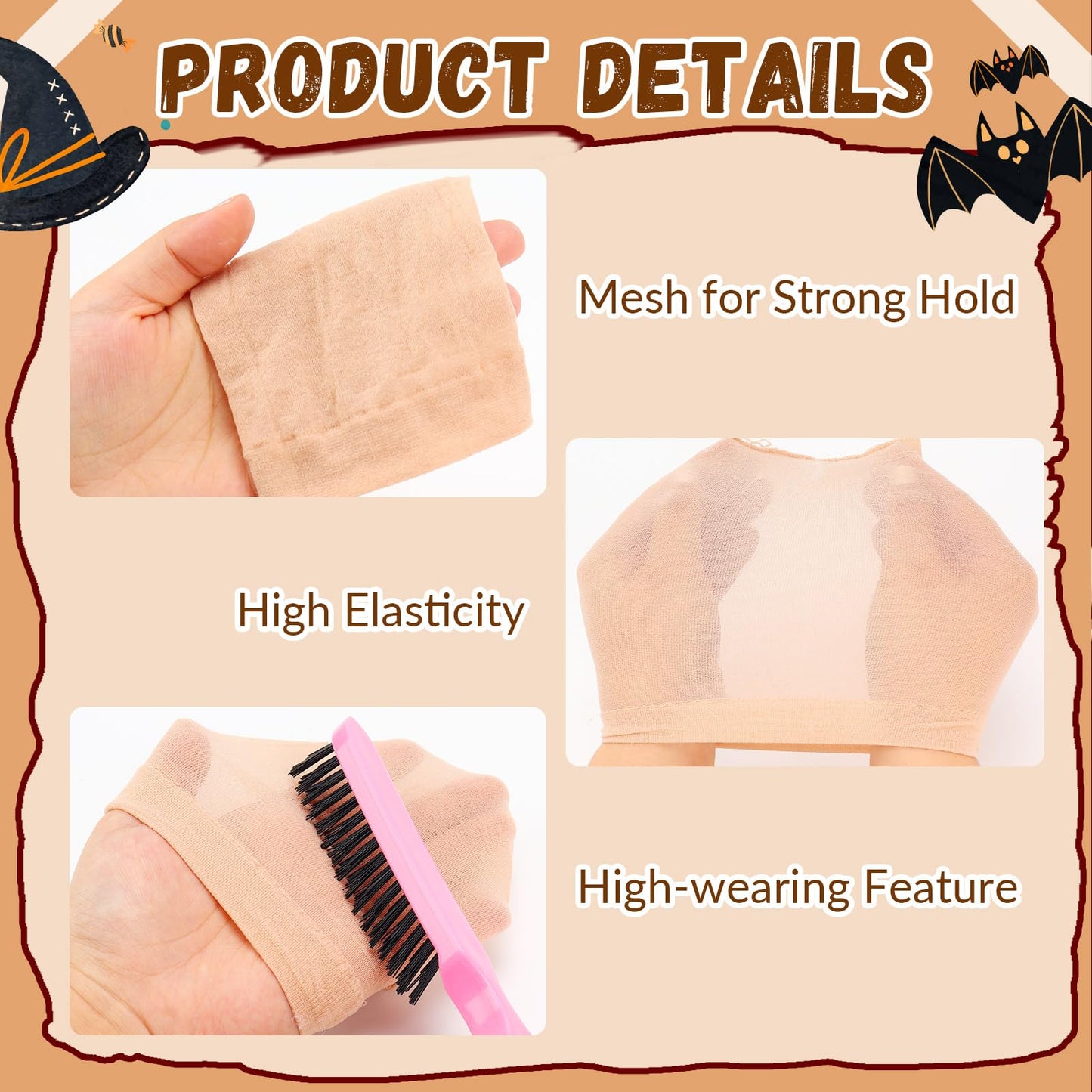 JOLYEAK 2 pcs Bald Caps Latex Bald Cap with Nylon Wig Caps Makeup Costume Accessories Adult Cosplay Party Supplies