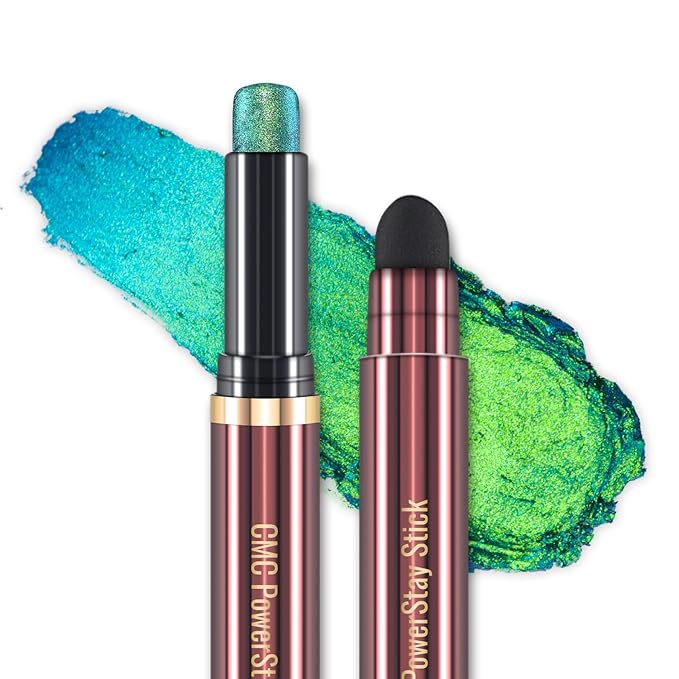 CHARMACY Duochrome Glitter Eyeshadow Stick, Chameleon Metallic Shimmer Smoky Eye Shadow, Long-Lasting Water-Resistant Formula, High Pigmented, Built-in Smudger #02