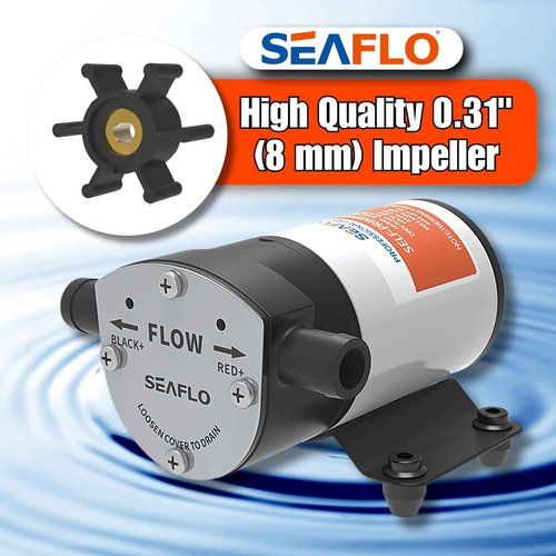 SEAFLO 12V 8.0 GPM Reversible Self-Priming Impeller Bilge/Ballast Pump - Efficient, Durable, and Versatile Boat Pump- 4 Year warranty