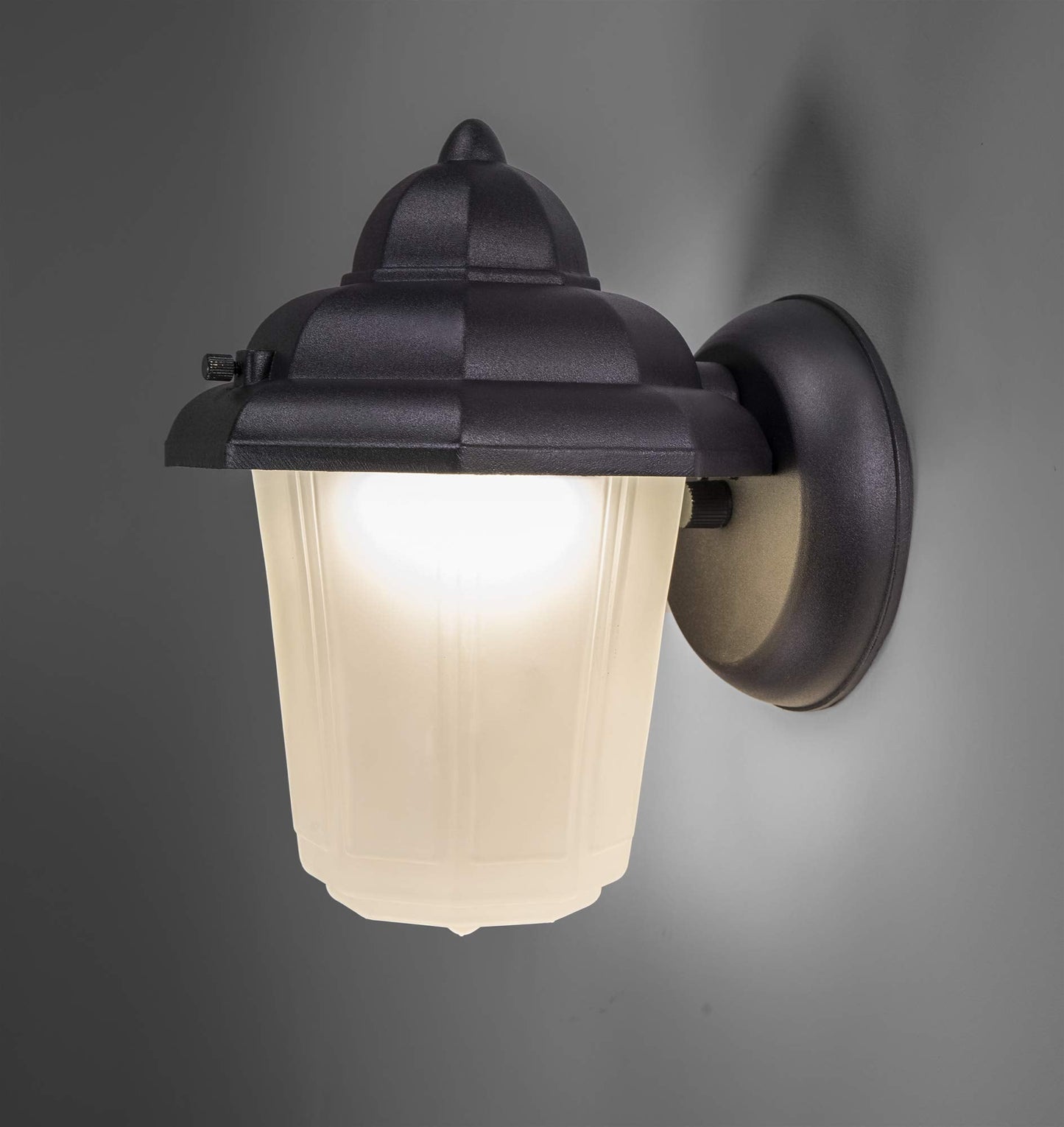 CORAMDEO Outdoor LED Jelly Jar Style Porch Light Sconce for Patio and Deck, Wet Location, Built in LED Gives 75W of Light from 9.5W of Power, 800 LM, 3K, Cast Aluminum Black Finish & Decorative Glass