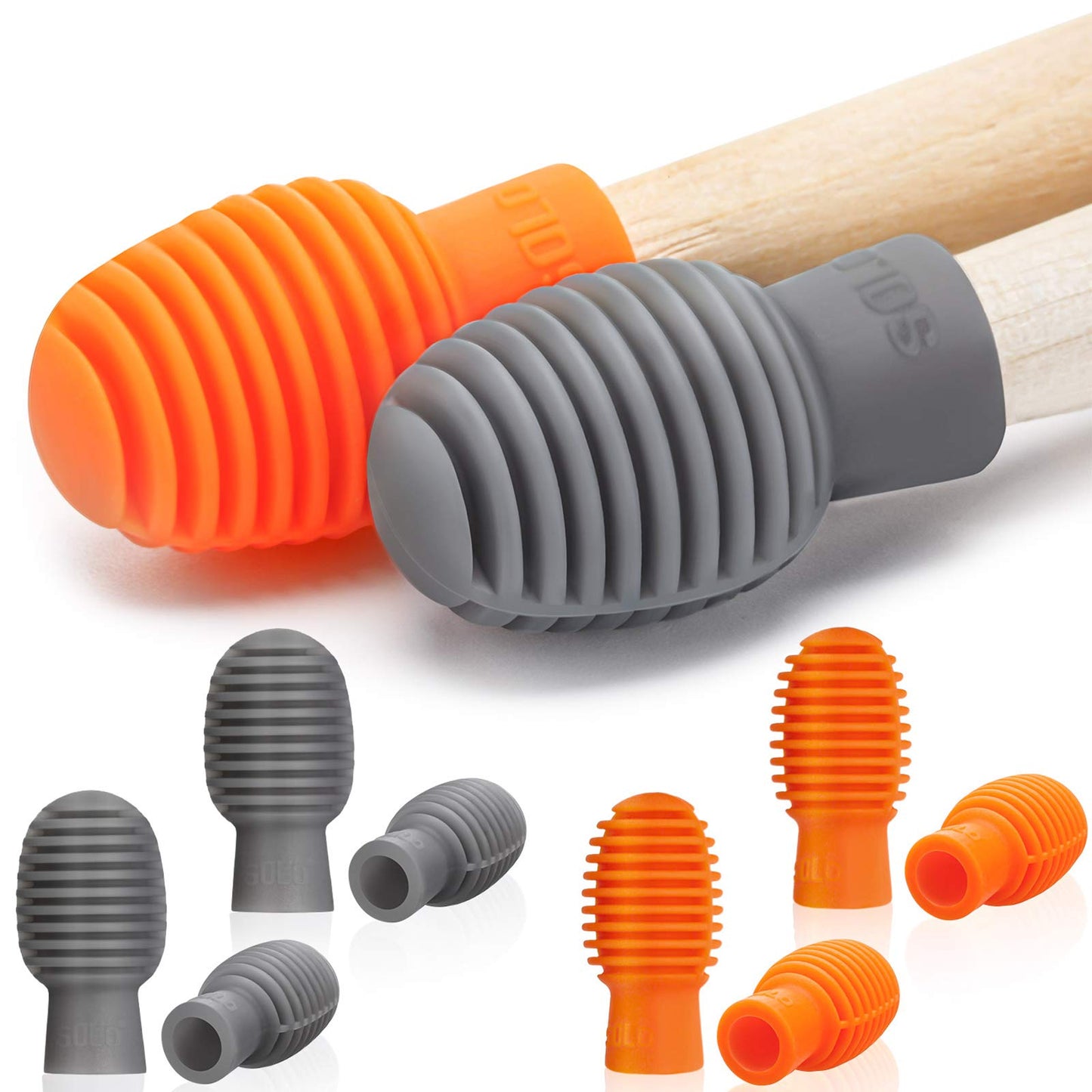 Frienda 8 Pieces Drum Stick Silent Tip Drum Quiet Sticks Mute Dampener Accessory Rubber Practice Percussion Tips Replacement Pra