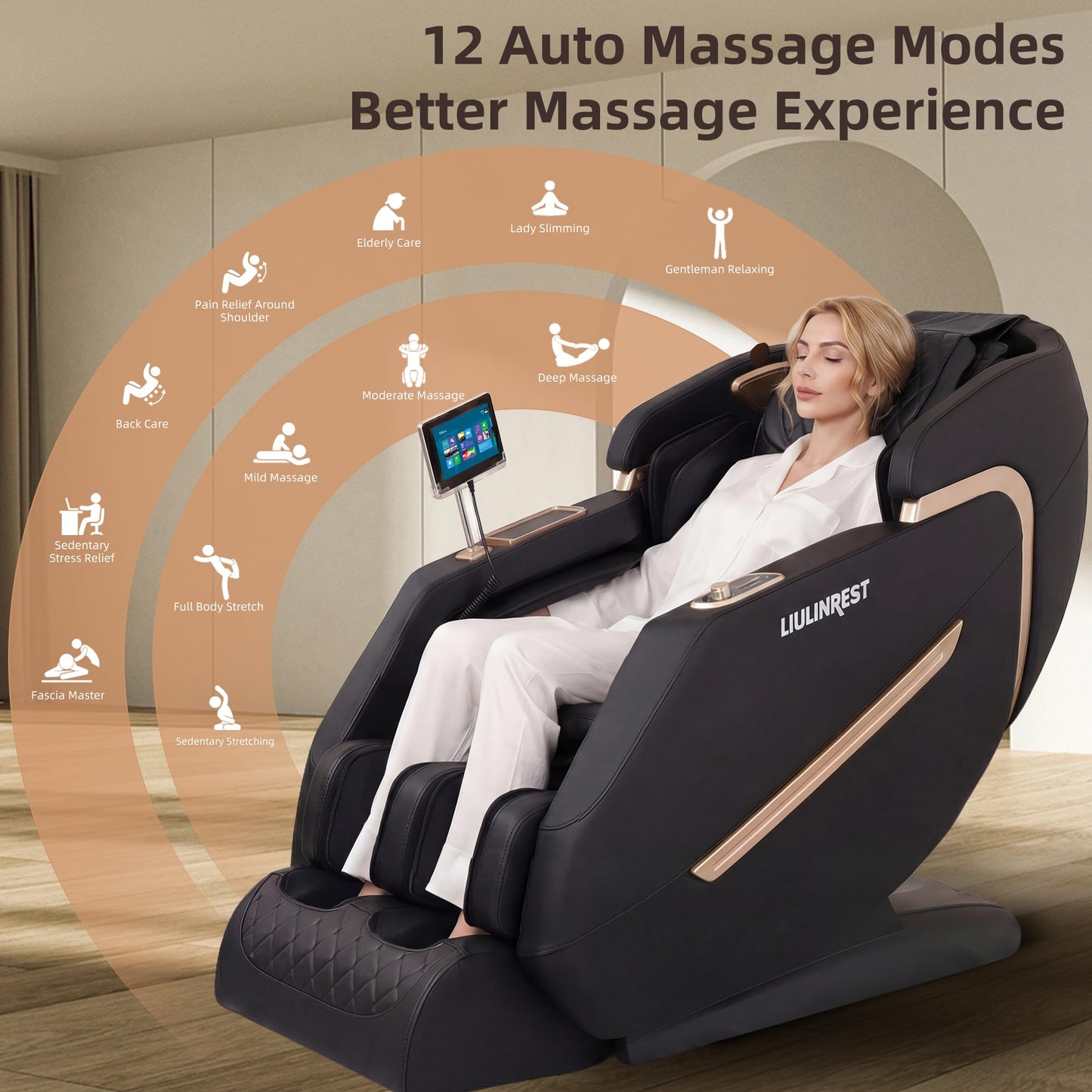 LIULINREST 2026 4D Massage Chair Full Body, Zero Gravity Massage Chair with SL-Track & Heating, Massage Shiatsu Recliner Chair with Smart Voice Control, Touchable Screen, Airbags, Foot Rollers (BLACK)