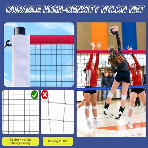 THWTGH 2025 Upgraded Portable Outdoor Volleyball Net Set with Adjustable Height Aluminum Poles, Volleyball Net for Backyard, Anti-Sag Design, Portable Volleyball Net for Backyard,Grass and Beach