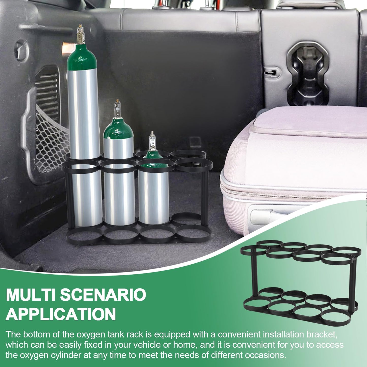 Oxygen Tank Holder, Oxygen Tank Rack, Detachable Medical Oxygen Tank Holder, Heavy Duty Oxygen Cylinder Rack for Storage and Transportation, Floor Mountable Oxygen Rack 4.57" Diameter