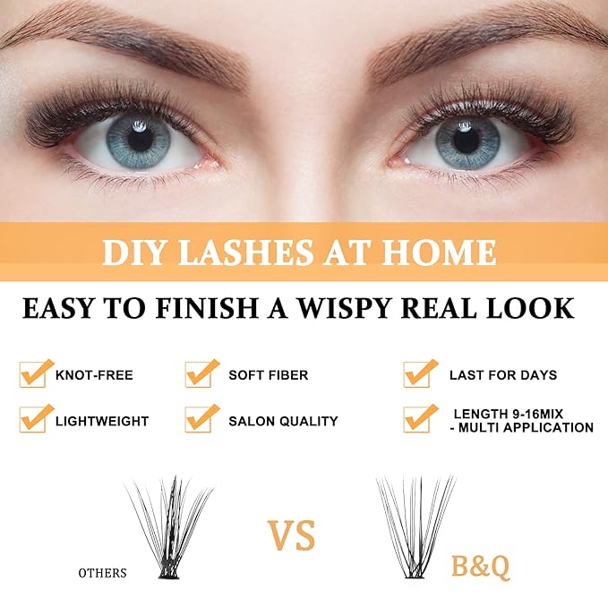 Individual Lashes 280 Cluster Lashes Clusters B&Q Eyelash Clusters 10D 20D DIY Eyelash Extension Lash Clusters Extensions C D Curl Cluster Eyelash Extensions（20D-D-0.07,9-16 mix）