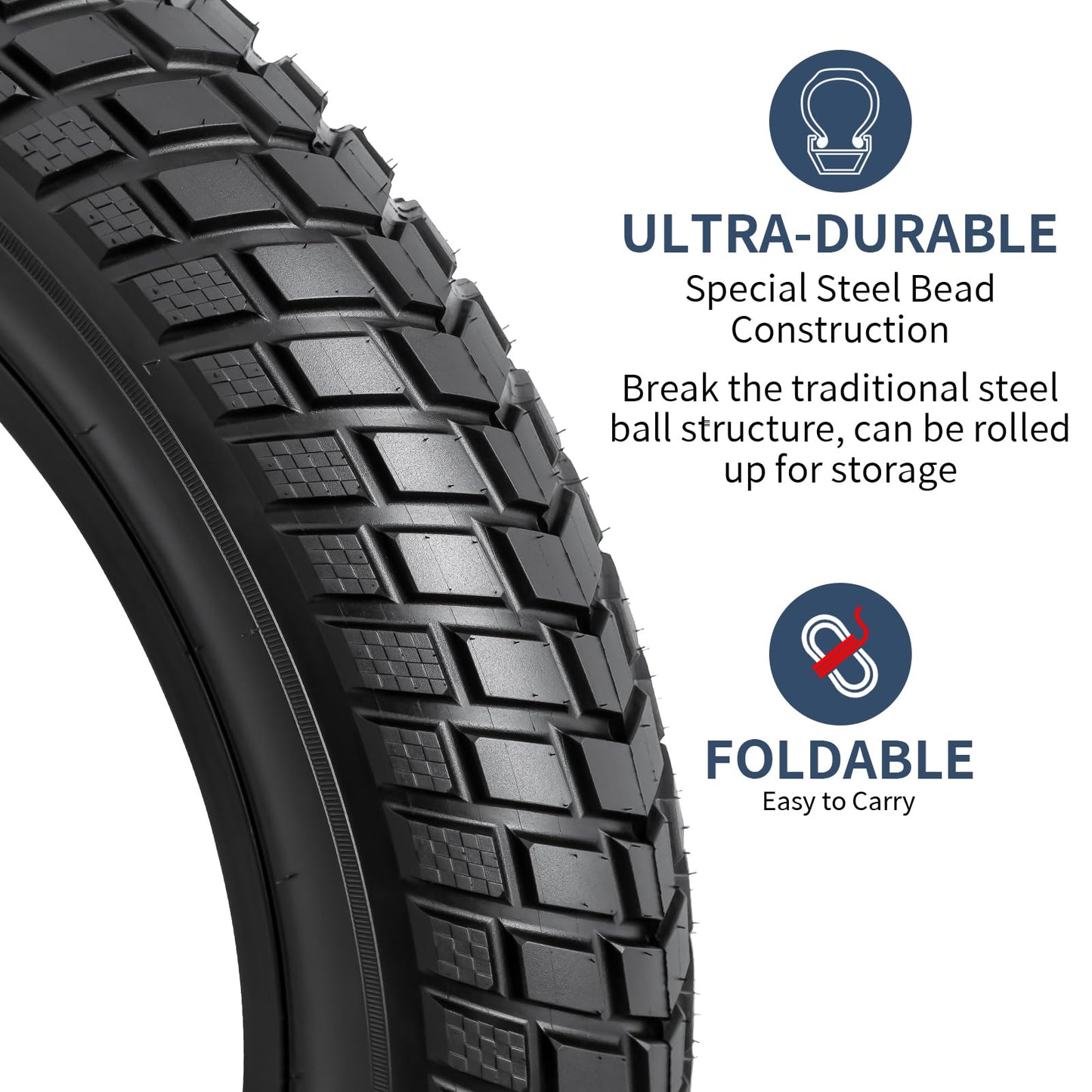 2-PCS 26" Heavy Duty Fat E-Bike Tires 26 x 4.0/98-559 Compatible with 26x4.0 26x4 E-Bike All-Terrain Directional Tread Bicycle Tires(Y-1140)