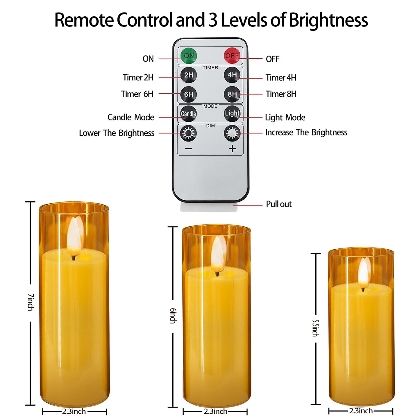 Sudifor Amber Flickering Flameless Candles, 9 Pack Battery Operated Candles with Flickering Flame, Led Pillar Candles with 2 Remote and Timer for Party/Hotel/Wedding/Birthday/Home Decoration
