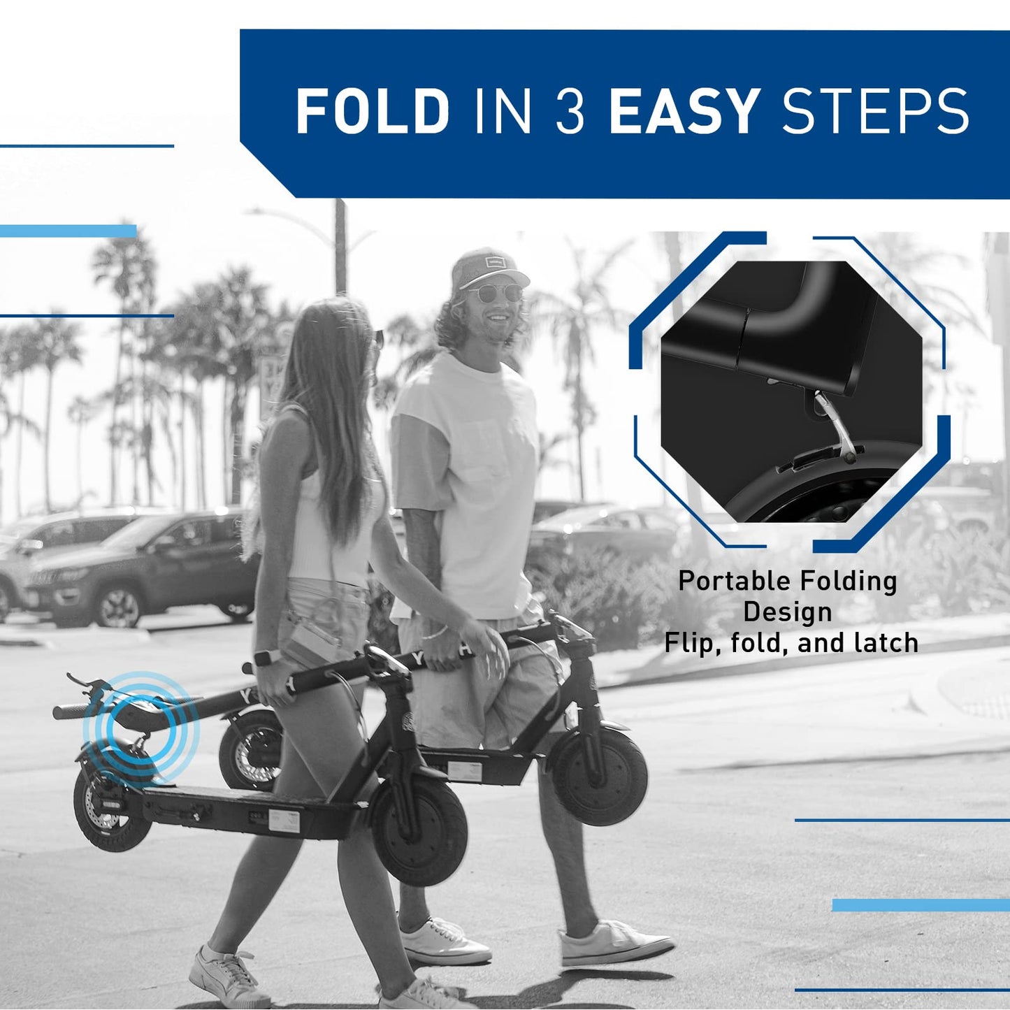 HiboyRide KS4 Pro Electric Scooter for Adults, 500W Motor (Peak 750W), 10" Tires, 19 MPH Top Speed, Up to 25 Miles Range, Foldable Commuter Electric Scooter with Dual Braking System and APP