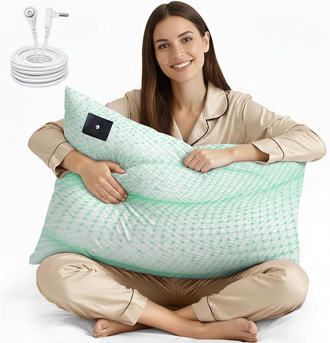 Groundingtop Grounding Pillow Case King,Earth Connected Pillowcase,Bedding.Improve Sleep,Reduce Pain,90% Organic Cotton,10% Silver Fiber (White, 30 * 20 inch)