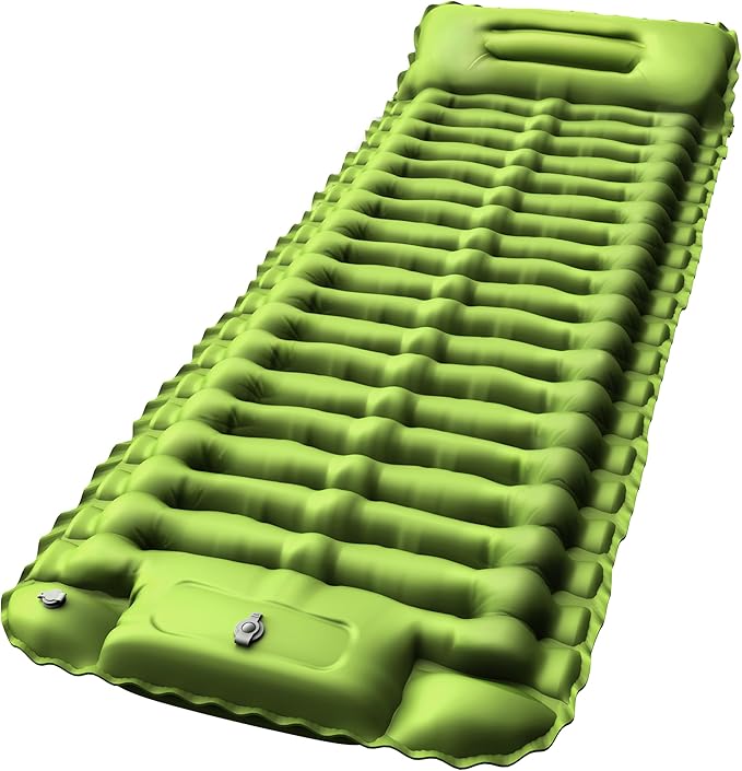 RusChic Sleeping Pad for Camping, Ultralight Inflatable Camping Mat with Pillow Built-in Foot Pump, Compact Camping Pad fo...