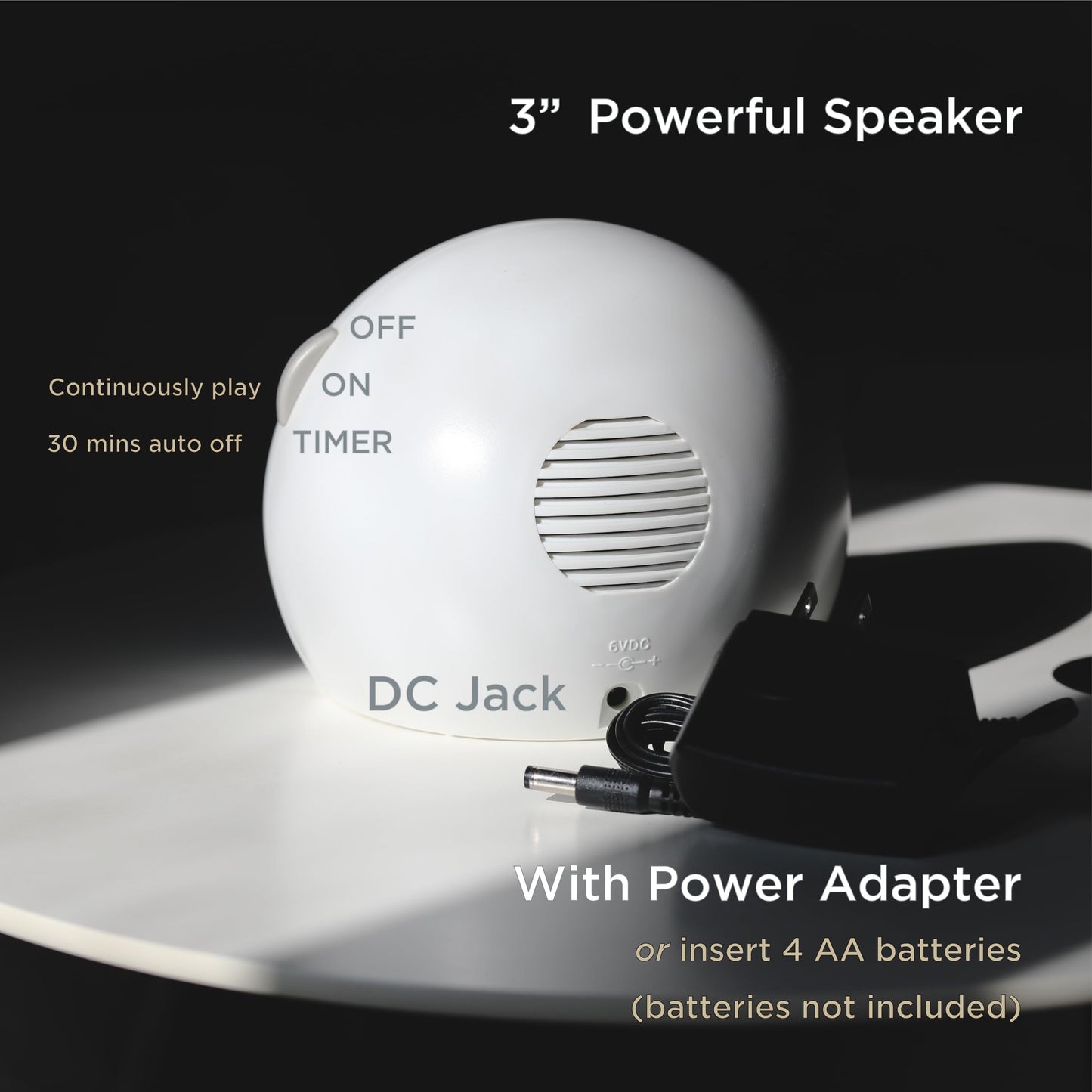 WELLCARE-Naturcare Sound Relaxation: White Noise, 7 Nature Sounds, Sleep Sound Machine, Calm Infants, for Baby, Kids, Adult. Stepless Volume, Timer, Powered by Adapter(Incl.) or Batteries(Not Incl.)