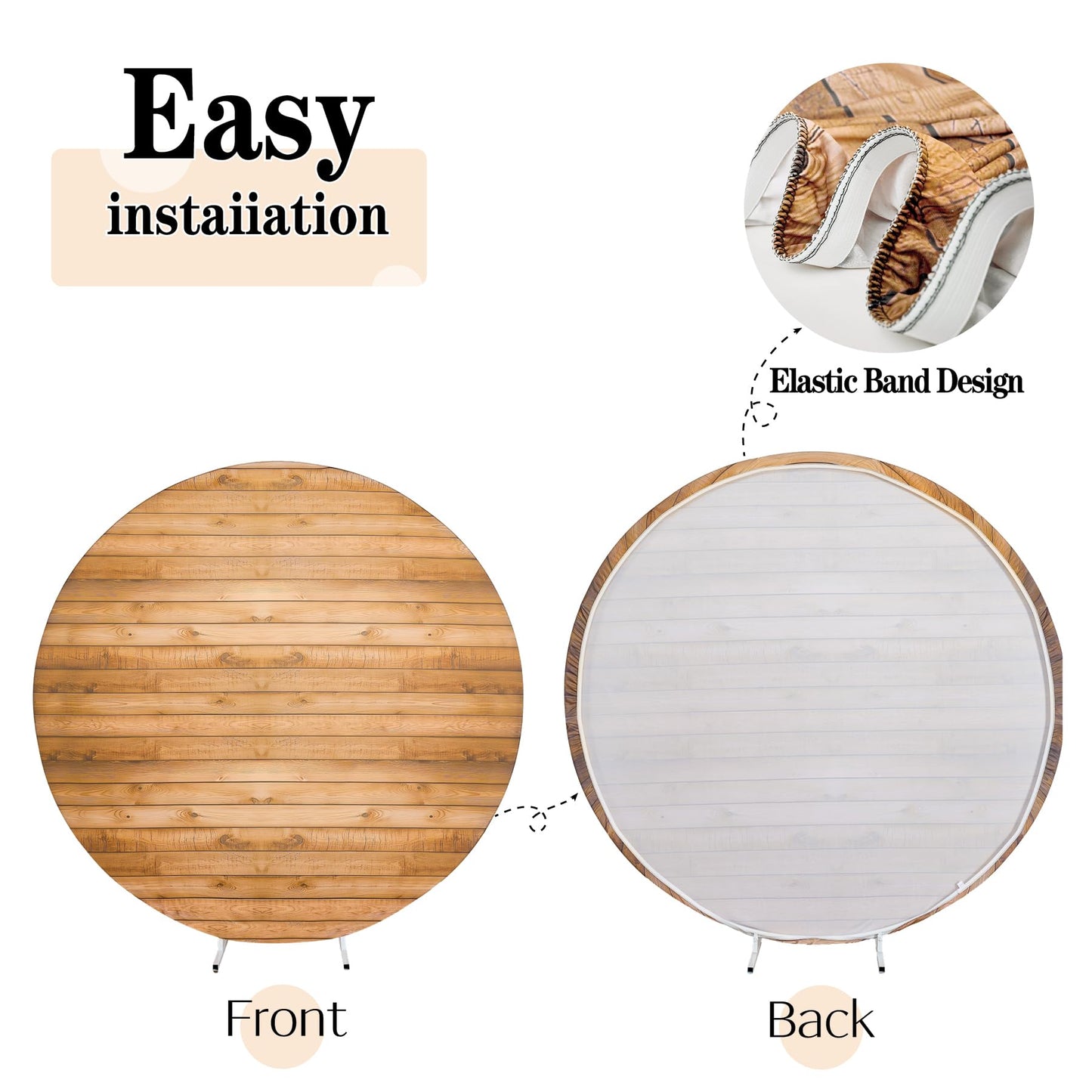 7.2Ft Wood Grain Round Arch Backdrop Cover For 7/7.2Ft Circle Stand, Wrinkle Free Circle Arch Background Cover, Vintage Wood Tex