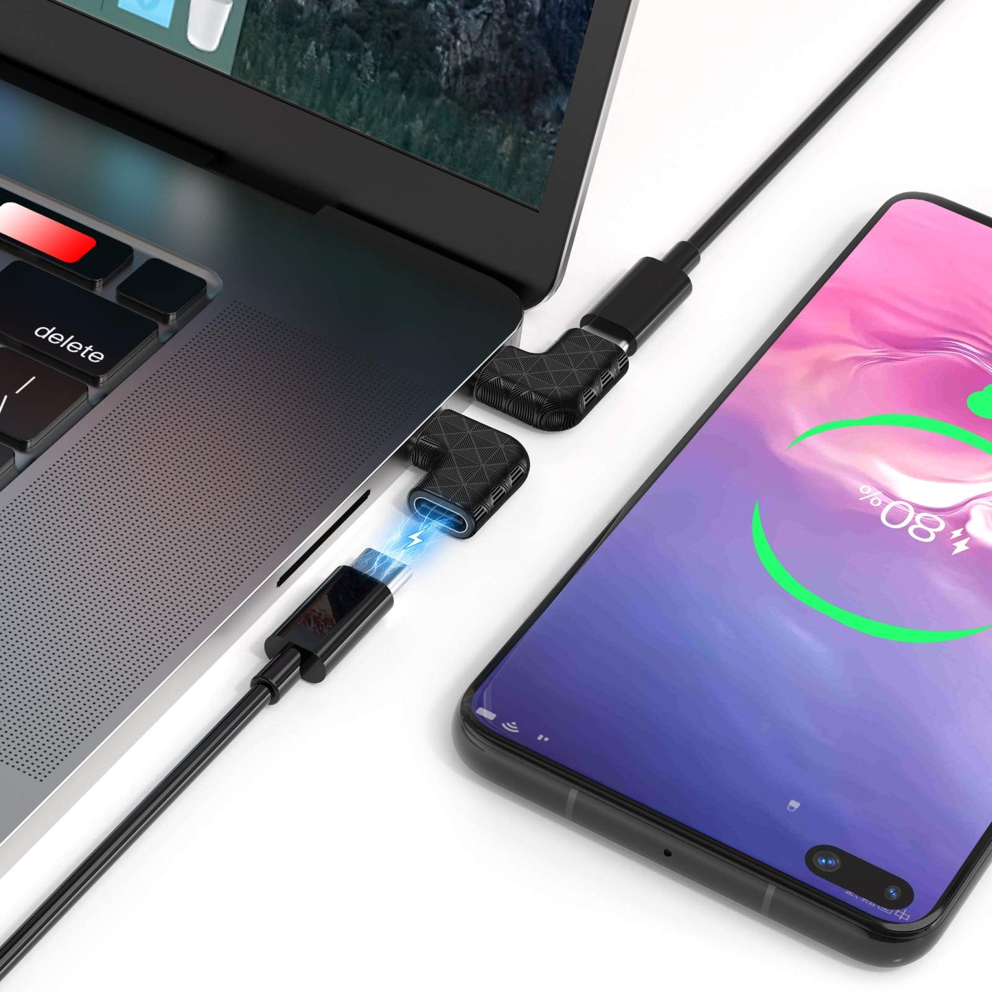 Usb C Right Angle Adapter,90 Degree Usb C To Usb Type-C Male To Female Adapter (3 Pack). Support Usb-C 3.1 Pd 100W Quick Charge