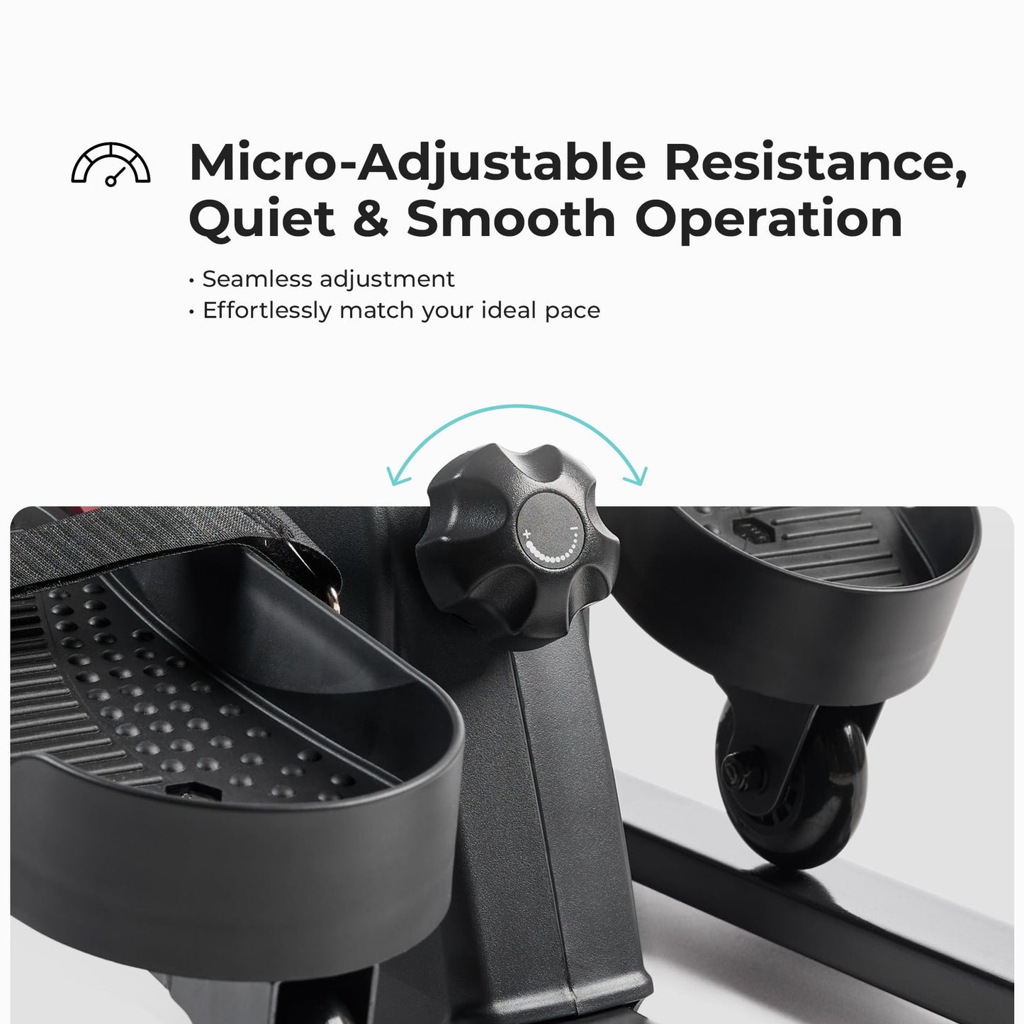 Sunny Health & Fitness Smart Under-Desk Elliptical Trainer, Mini Pedal Equipment for Senior Low-Profile Workout, Cycle Cardio Training at Home/Office, Free SunnyFit App Bluetooth Connect - SF-E324029