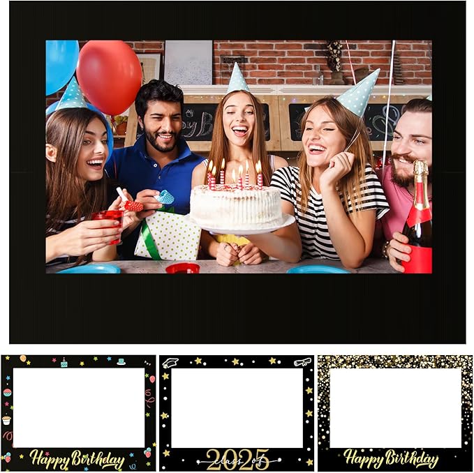 Beeveer 32 x 24 Inch Photo Booth Selfie Frame Prop Booth for Birthday Event Parties Large Blank DIY Cutout Props for Funny...