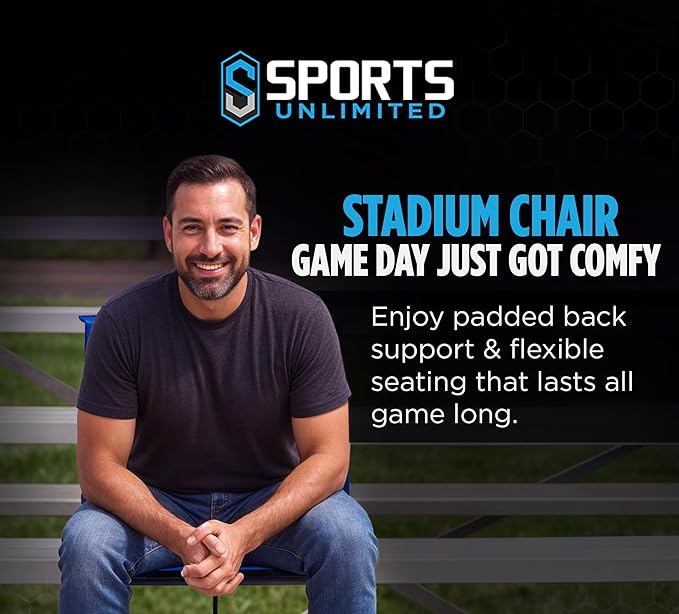 Sports Unlimited - Bleacher Chairs with Back and Cushion - Stadium Seats with Back Support Wide and Regular, Stadium Chair