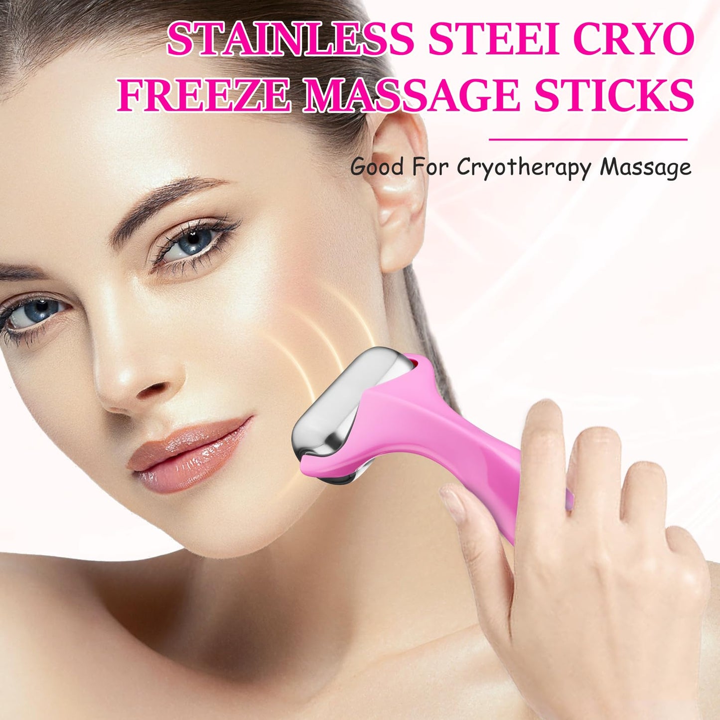 360 Rotating Ice Roller for Face-Stainless Steel Facial Massage Tool for Skin Tightening, Ice Face Roller -Wrinkle Reduction & D